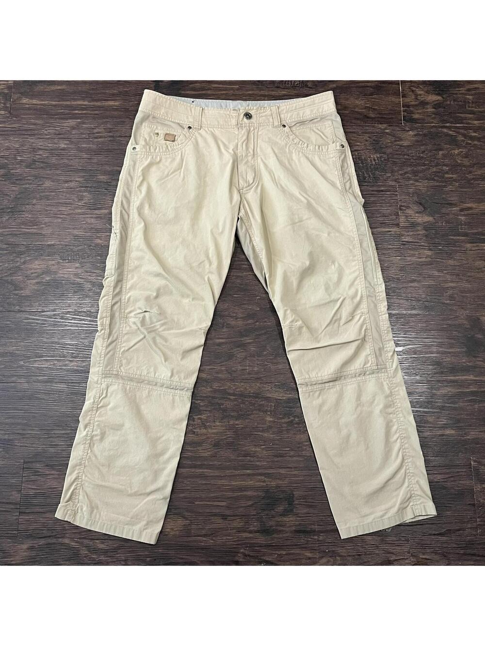 Kuhl Mens Radikl Khaki Tan Outdoor Hiking Pants Size 34x30 flaw